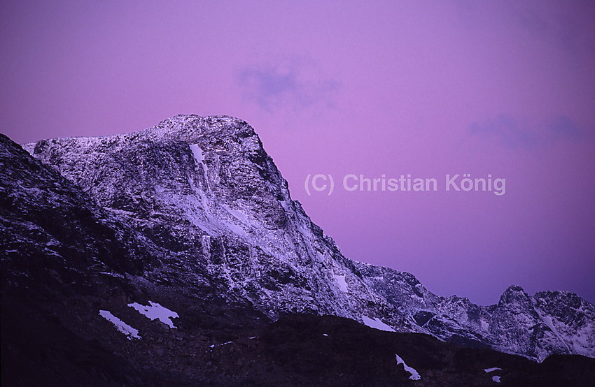 Munken seen from Raudhamran close before sunrise on an autumn day.