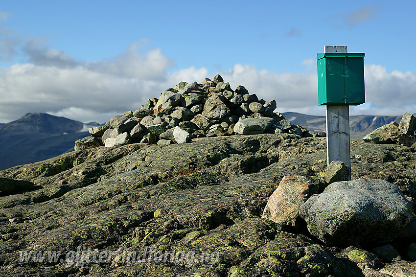 På toppen av Synshorn (1464 moh), et populært turmål like ovenfor Bygdin Høyfjellshotell.