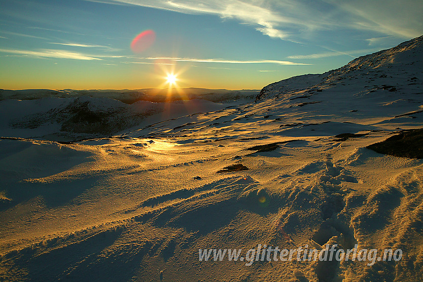 Solnedgang over Jostedalsbreen sett fra Steineggi.