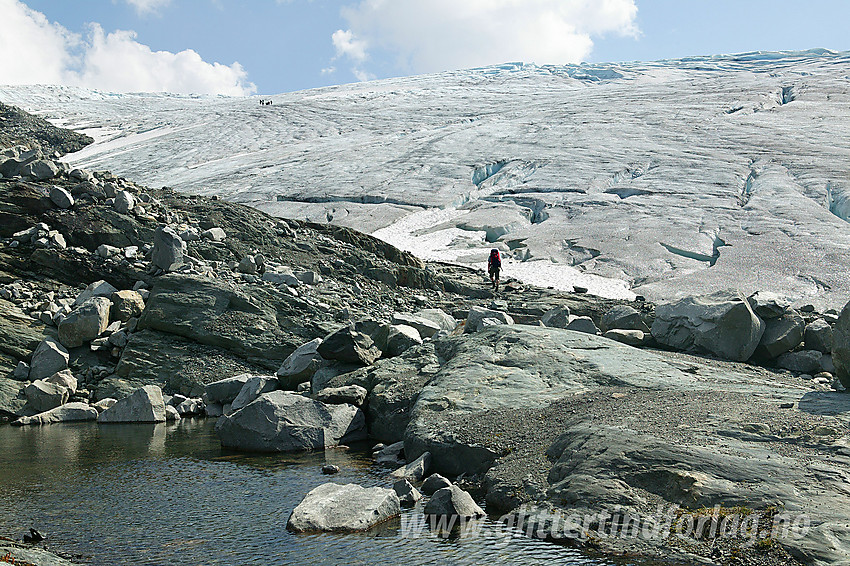 Ved fronten på Bøverbrean (Sognefjellet/Smørstabbrean).