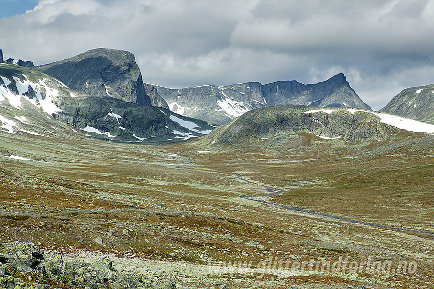 Oppover Svånådalen med Bruri (2001 moh) til venstre og Store Langvasstinden (2086 moh) lenger bak.