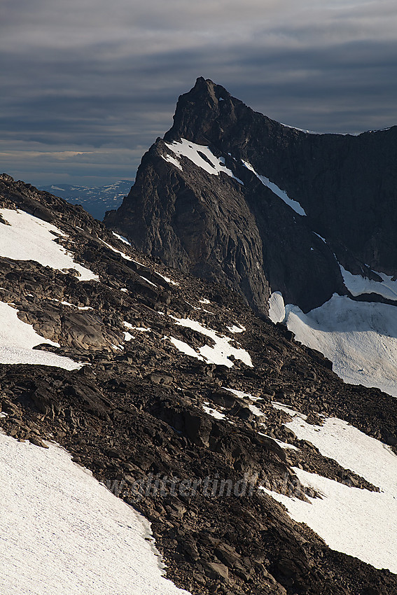 Slettmarkpiggen (2164 moh) fra nord på Slettmarkhøe.