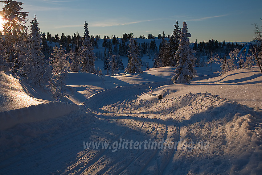 I løypenettet til Kruk og Aurdal løypelag på vei opp mot Smørlifjellet.