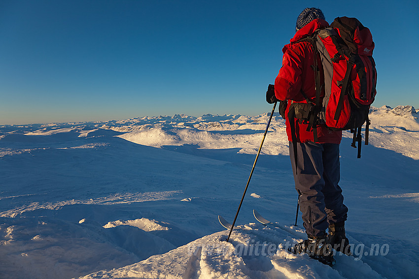 Utsikt fra Mugnetinden i retning Jotunheimen med Gjendealpene.