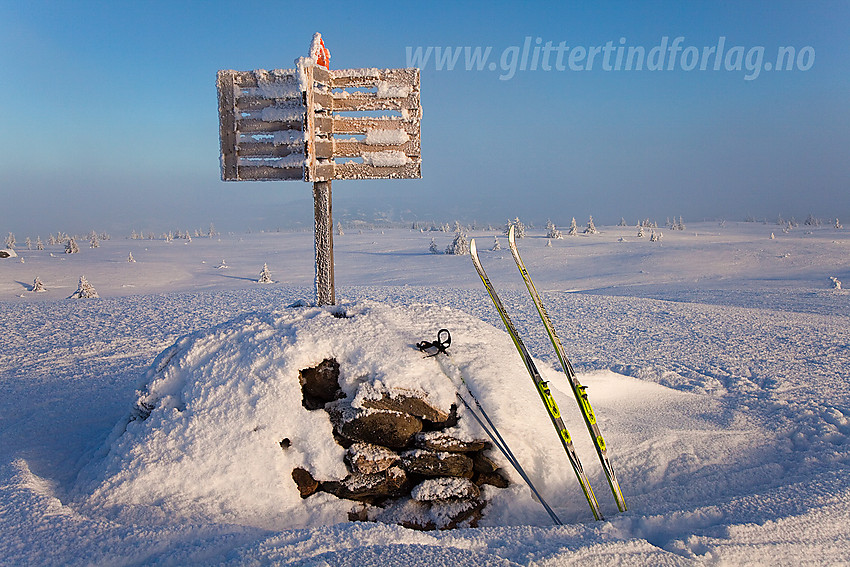 Varden på Gribbehaugen (1057 moh) ikke langt fra Hovda i Tisleidalen, Nord-Aurdal kommune.