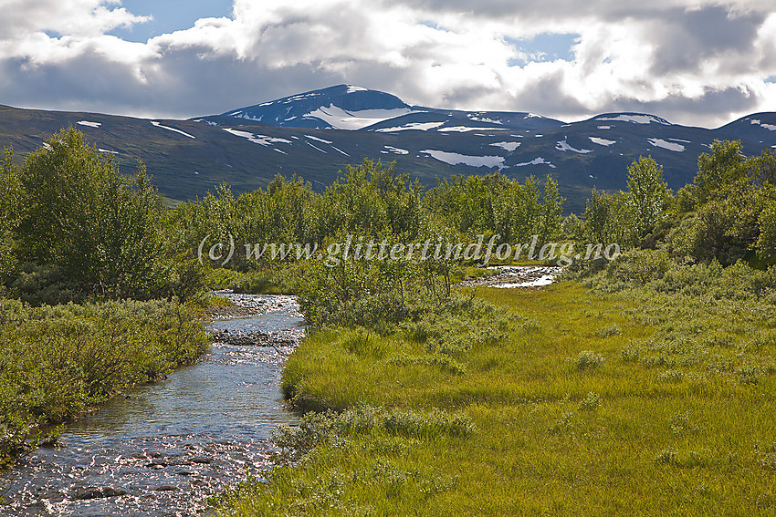 I Russdalen med utstikt sørvestover mot Besshøe (2258 moh.).