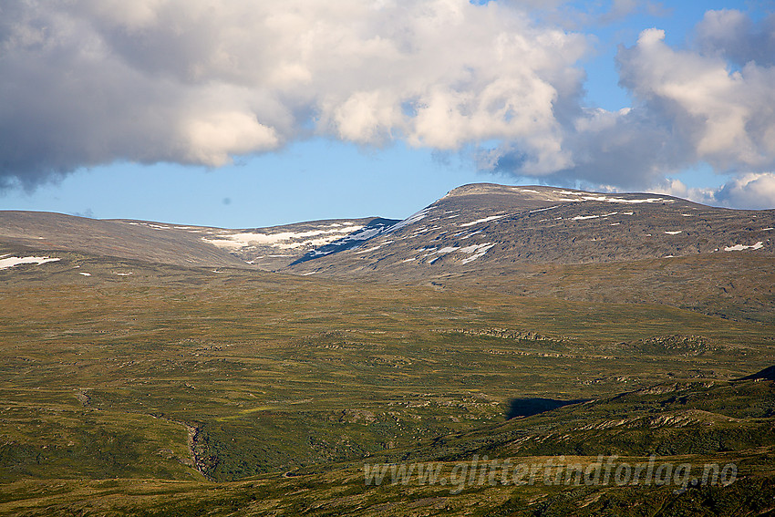 Utsikt fra Læshøe mot Kvitingskjølen med Vestre Kvitingskjølen (2060 moh) fremst.