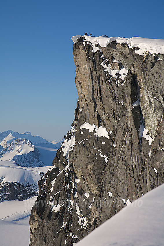 Liten person på toppen av Bukkehøe (2314 moh).