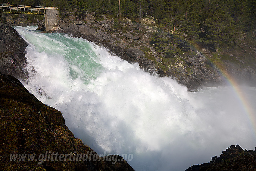 Stuttgongfossen i Sjodalen en vannrik forsommerdag.