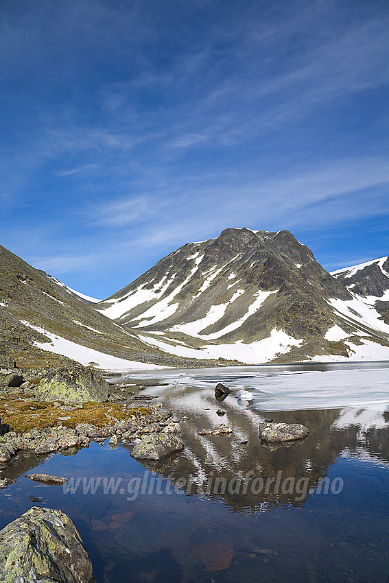 Ved Øvre Steinbuvatnet mot Steinbukampen (1997 moh).