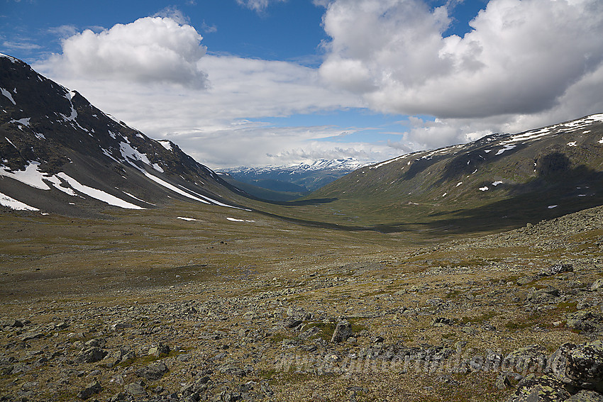 Oppe ved Finnshalsen med utsikt nedover Gokkerdalen.