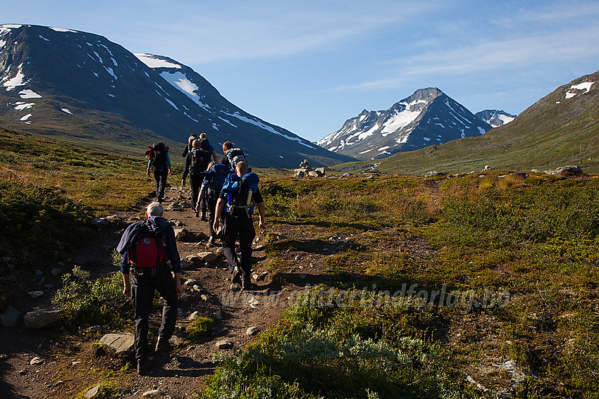 Fjellvandrere på vei oppover Visdalen en flott sommerdag.