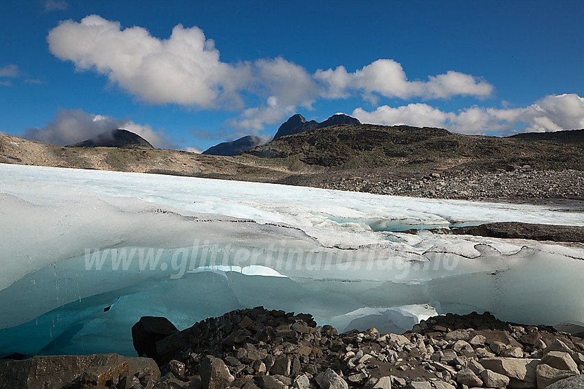 Den syltynne fronten på Falkbreen. I bakgrunnen Uranostinden.