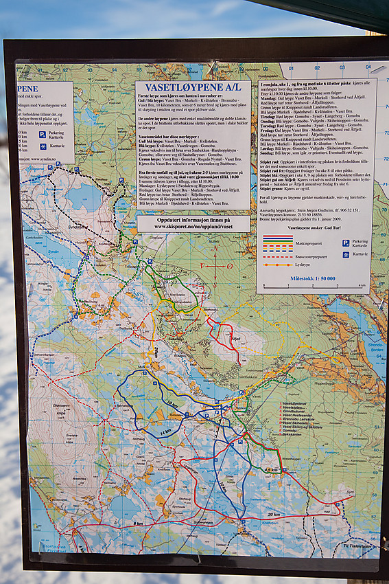 Informasjonstavle med løypenettet på Vaset.