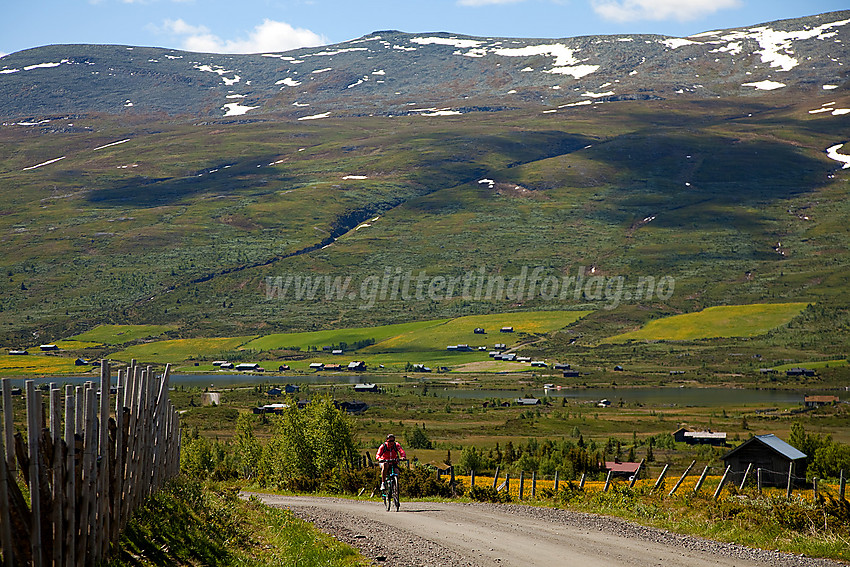 På vei opp mot Syndinstøga. Gilafjellet i bakgrunnen.