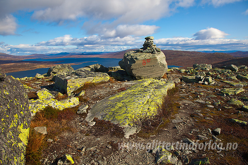 På toppen av Gravolskampen (1281 moh) med Vinstervatnet i bakgrunnen.