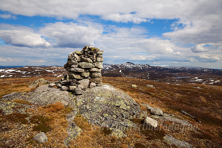 På toppen av Reinhamran (1161 moh) i Nord-Aurdal med utsikt til bl.a. Djuptjernkampen og Synnfjellet (bak til høyre).