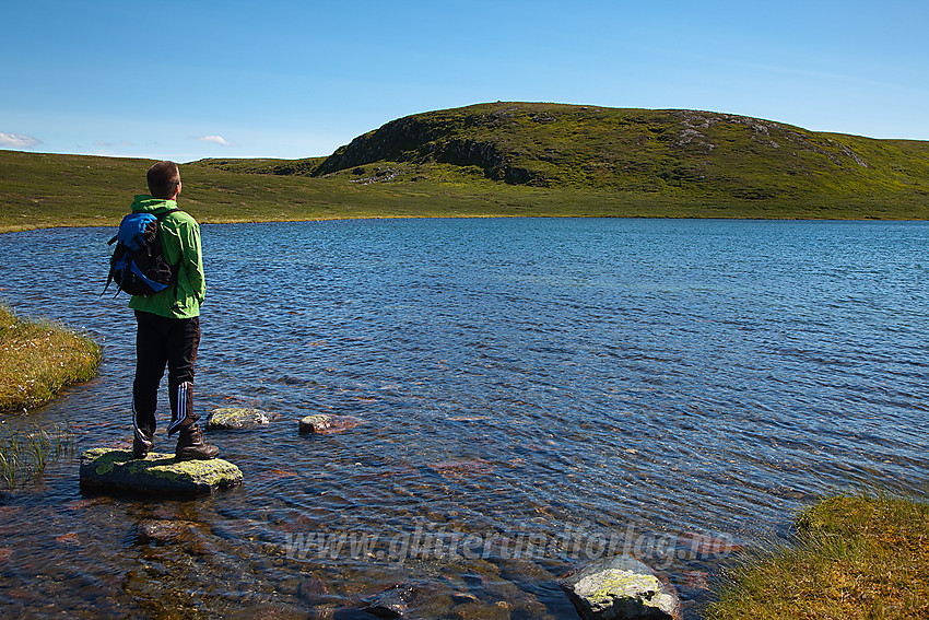 Ved Bjødalsvatna mot "østtoppen" på Bjødalsfjellet (1151 moh).