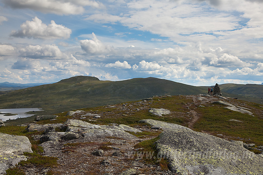 På Brummaknappen (1150 moh) med utsikt sørøstover mot Kjølafjellet (1225 moh).