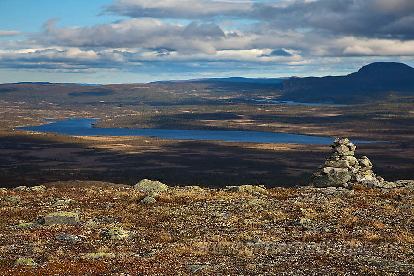 På sørøstryggen fra Kjølafjellet med bl.a. Yddin og Rundemellen i bakgrunnen.