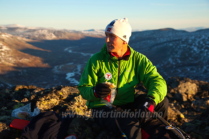 Pause i morgensola på Styggehøryggen.