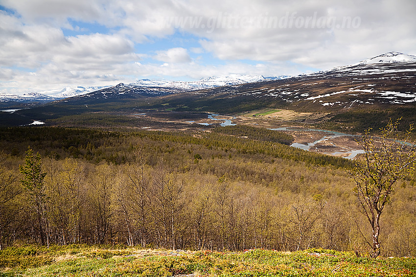 På vei opp til Stuttgongkampen med utsikt sørover Sjodalen.