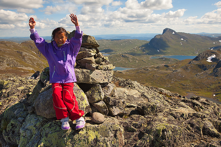 På toppen av Heimre Fagerdalshøe med utsikt til Bitihorn.