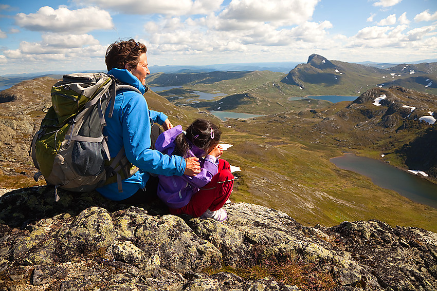 Fra Heimre Fagerdalshøe mot Fagerdalen, Mefjellet og Bitihorn bl.a.