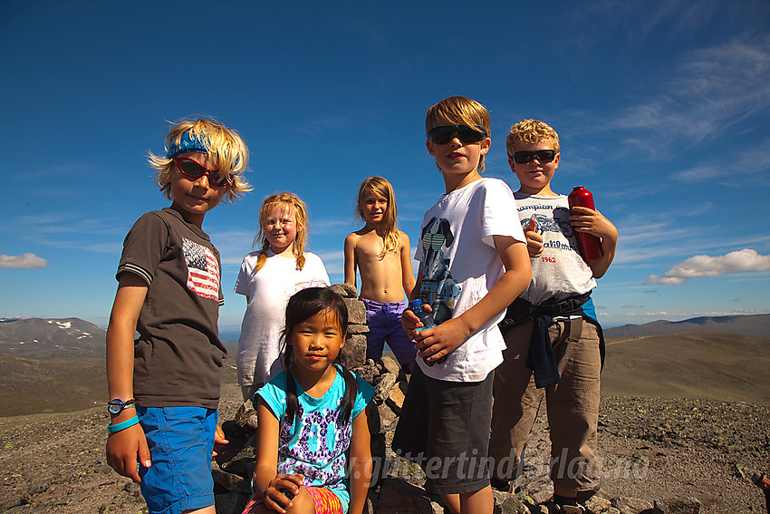 Cool kids på toppen av Veslfjellet (1743 moh).