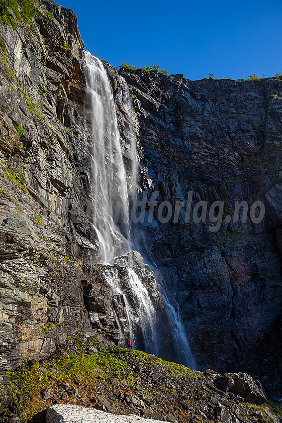 Inne ved Kalvedalsfossen en sommermorgen.