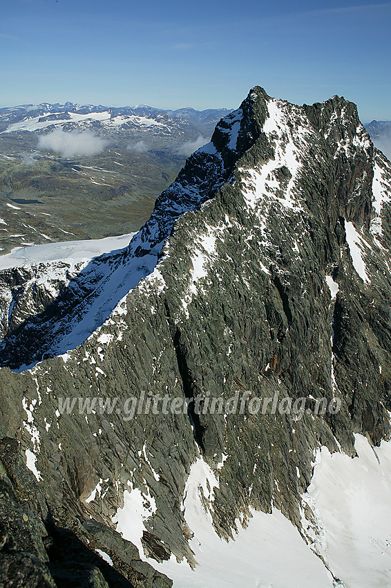 Styggedalsryggen og Styggedalstindane (2387 moh) sett fra Sentraltind.