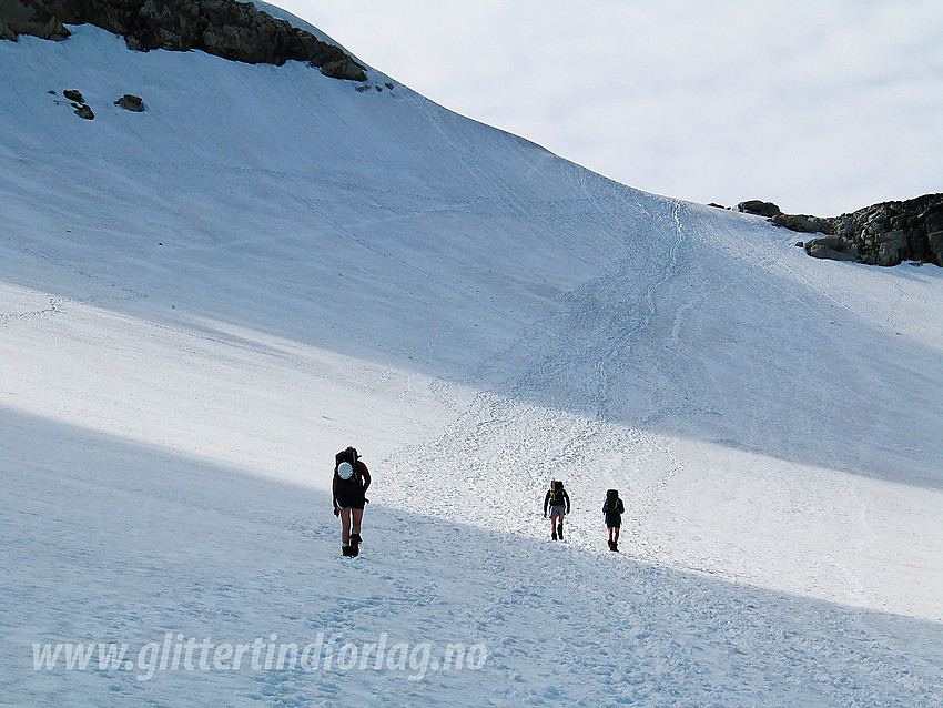 På vei opp Skagastølsbreen til bandet.