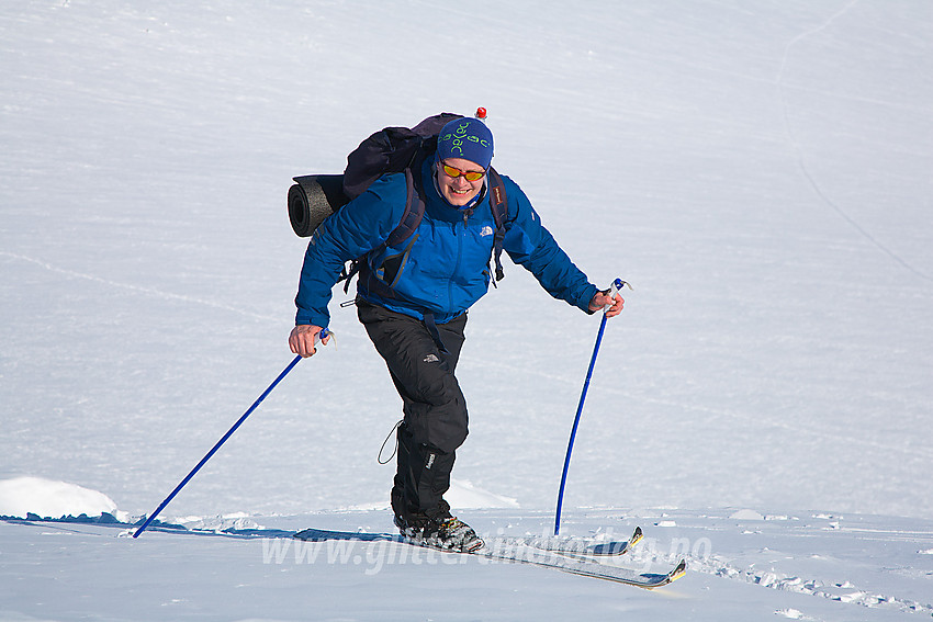 På vei opp den siste kneika mot Nautgardstinden.